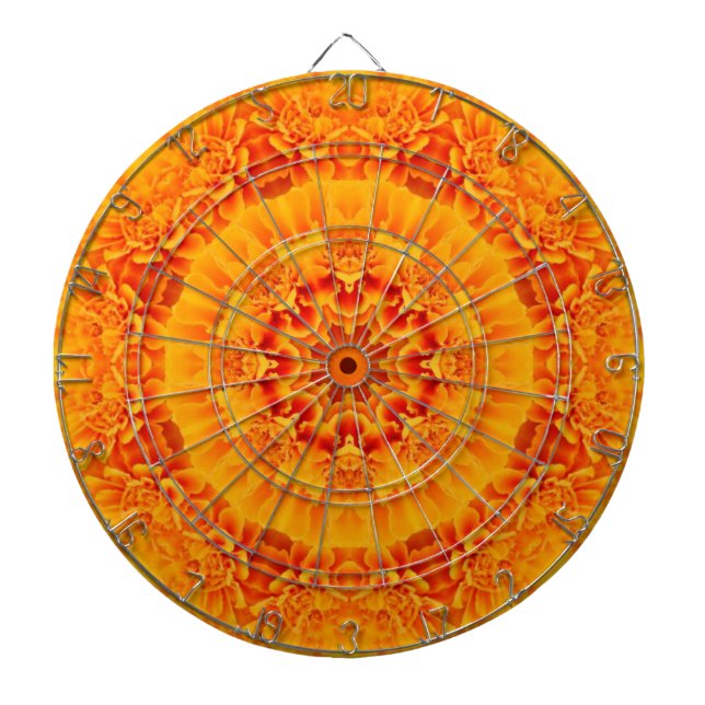 Orange Marigold Mandala Dartboard (Front)