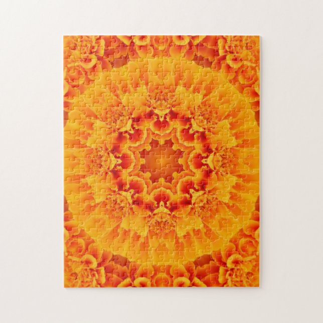 Orange Marigold Mandala Puzzle (Vertical)