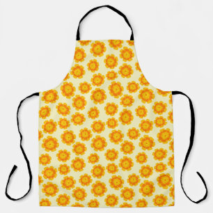 Orange Marigolds Hand-Illustrated Floral Botanical Apron