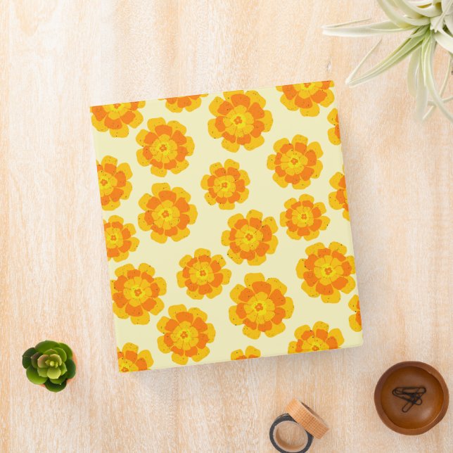 Orange Marigolds Hand-Illustrated Floral Botanical Binder (In Situ)