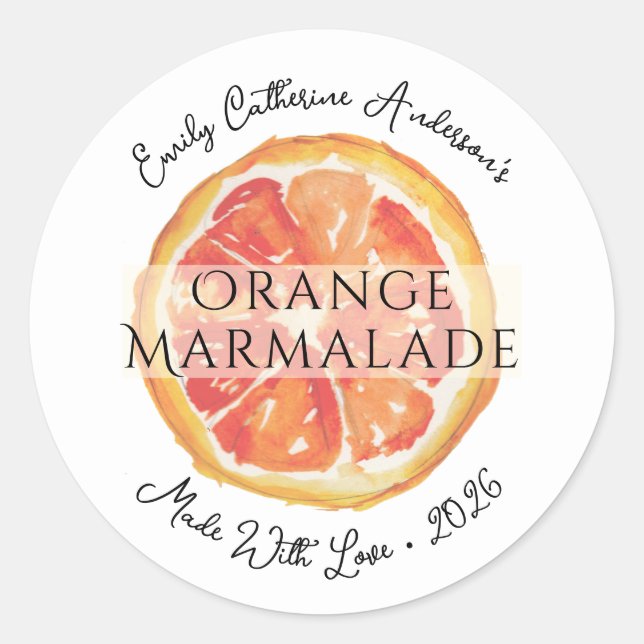 Orange Marmalade Artisan Jam Jar Packaging Label (Front)
