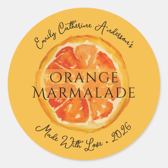 Orange Marmalade Artisan Jam Jar Packaging Label (Front)