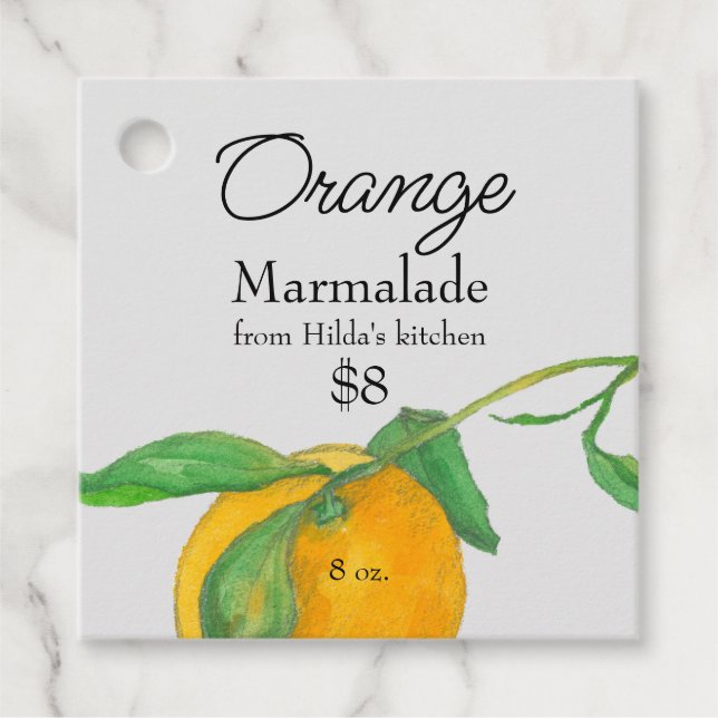 Orange Marmalade Canning Jar Hang Tag (Front)