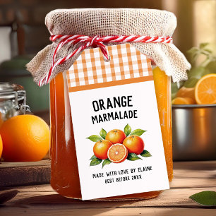 Orange marmalade Preserve Label chequered pattern