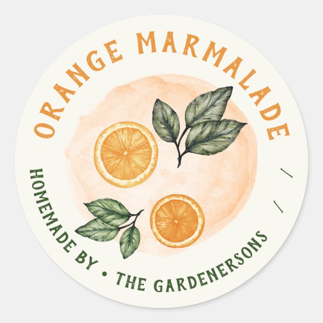 Orange Marmalade Watercolor Classic Round Sticker (Front)