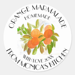Orange marmalade Watercolor Fruit Kitchen Classic  Round Sticker