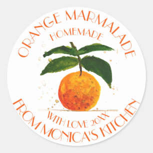 Orange marmalade Watercolor Fruit Kitchen Classic Round Sticker