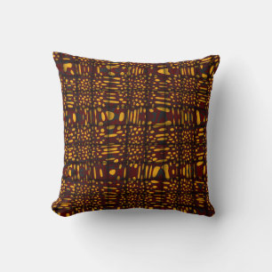 Orange Maroon noir moderne Zig Zag Coussin Abstrai