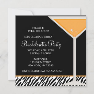 Orange Martini Bachelorette Party Invitation