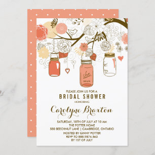 Orange Mason Jars   Bridal Shower Invitation