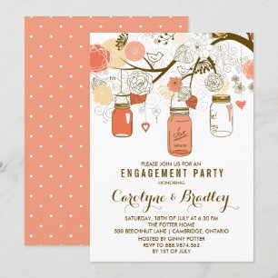 Orange Mason Jars Engagement Party Invitation