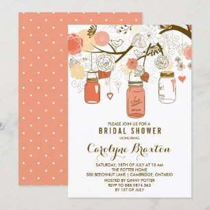 Orange Mason Jars   Invitation de douche nuptiale