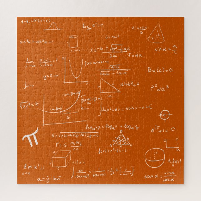 Orange Mathematic Formulas and Equations Jigsaw Puzzle (Vertical)