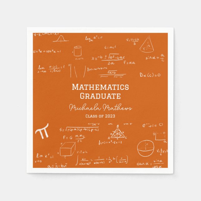 Orange Mathematics Graduate Class of Graduation Napkin (Front)