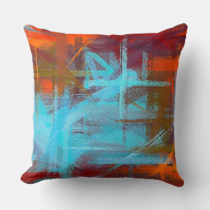 Orange Maya Blue Abstract Throw Pillow