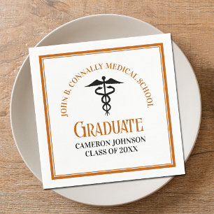 Orange Medical School Graduation Party Custom Napkin