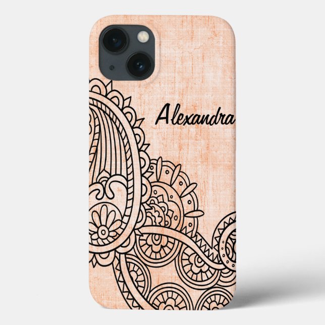 Orange Mehndi Motif iPad Mini Case (Back)