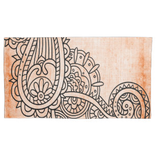 Orange Mehndi Motif Pillow Case