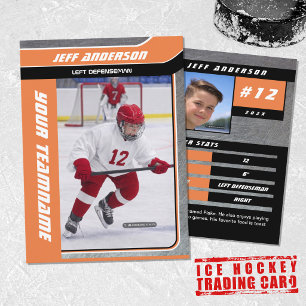 Orange Metal Ice Hockey Trading Card