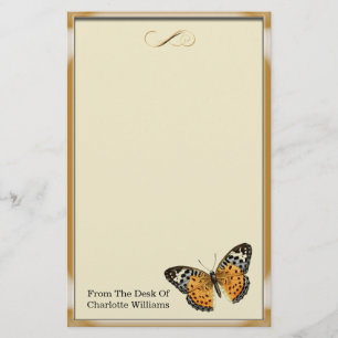 Orange Metallic Butterfly Stationery