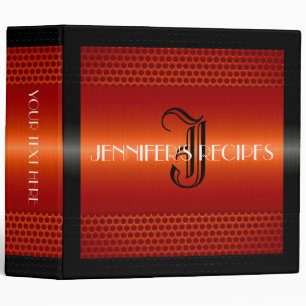 Orange Metallic Metal Look Monogram Binder