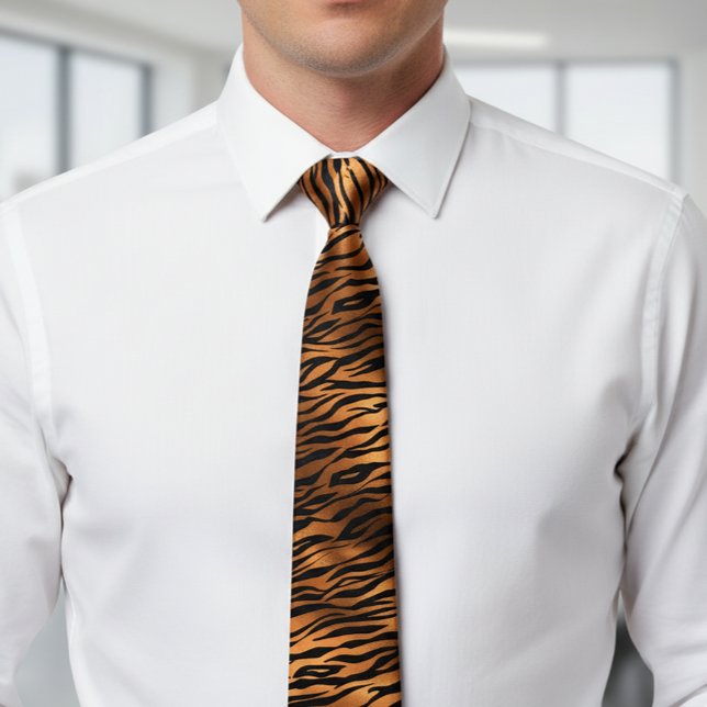 Orange  Metallic Tiger Stripes Fur Tie (Creator Uploaded)