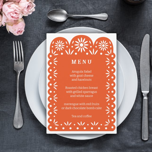 ORANGE MEXICAN PAPEL PICADO menu (Créateur téléchargé)