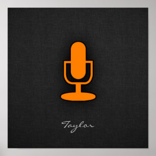 Orange Microphone Poster