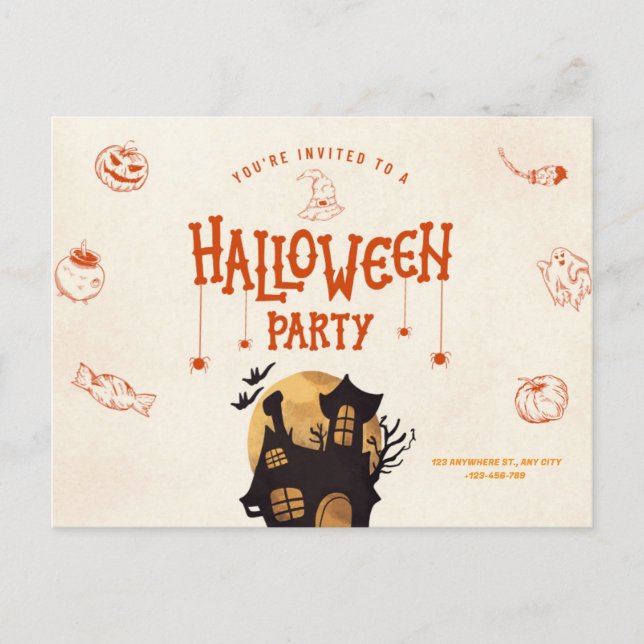 Orange mignon invitation Halloween (Devant)