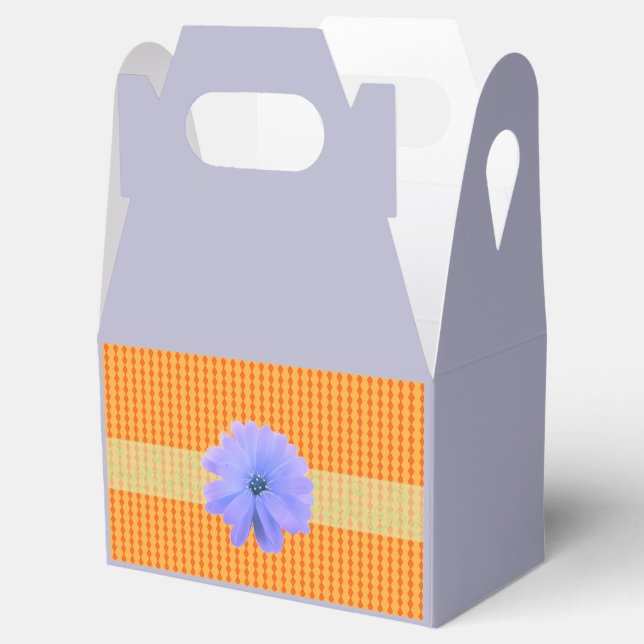 Orange Mini Diamond Pattern with Flower Favor Box (Opened)