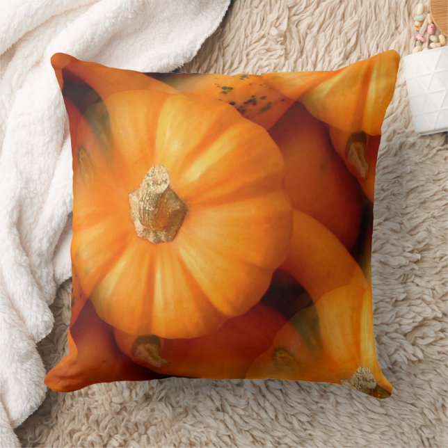 Orange Mini Pumpkins And Gourds Fall Photo Throw Pillow (Blanket)