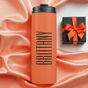 Orange Minimal Bridesmaid Personalized Name Simple Thermal Tumbler
