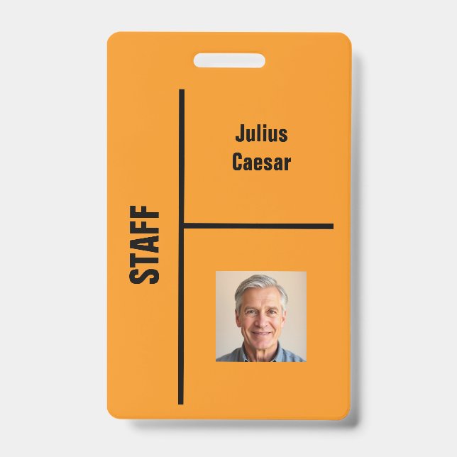 Orange Minimal Staff Event ID Badge (Front)