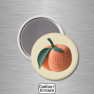 Orange Minimalist Grandma Fruit Crochet Peach Magnet