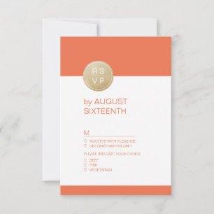 Orange minimalist modern wedding RSVP
