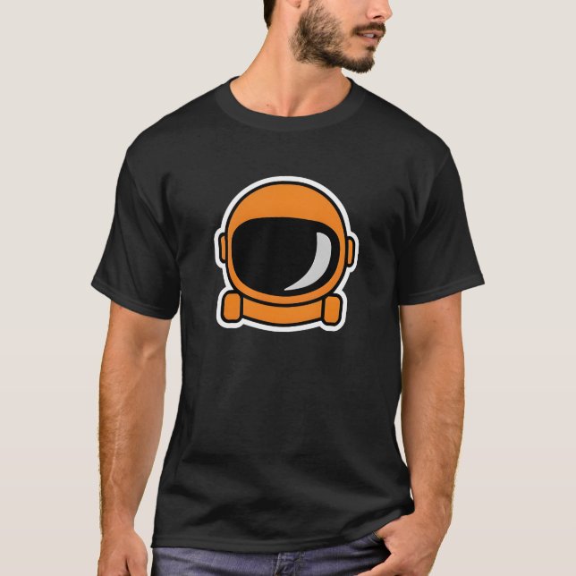Orange Minimalistic Astronaut, Astronaut Lovers T-Shirt (Front)