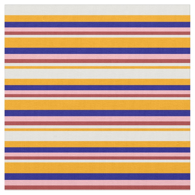 Orange, Mint Cream, Brown, Light Pink & Blue Fabric (Close Up)