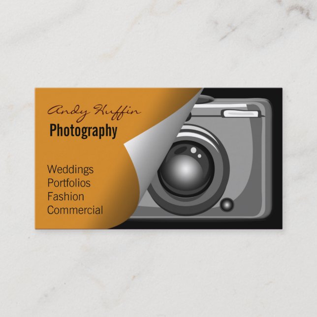 orange Mod Photoraphy, camera Business Card (Front)