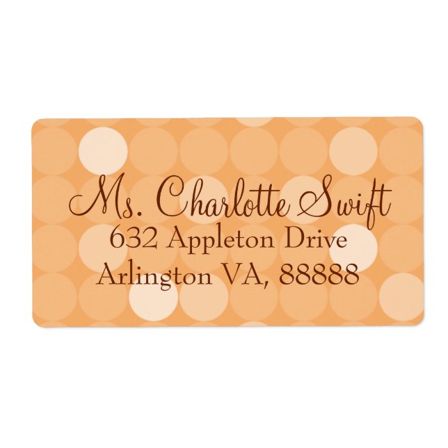Orange Mod Polka Dot Baby Shower Return Address (Front)