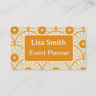 Orange Modern Art deco sun Event Planner Business Card