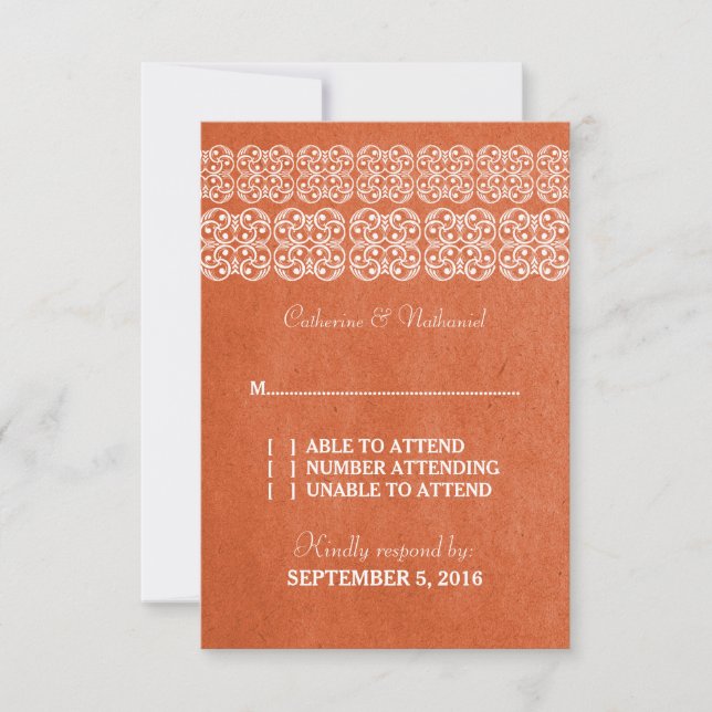 Orange Modern Bohemian RSVP Card (Front)