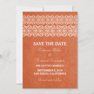 Orange Modern Bohemian Save the Date Invite
