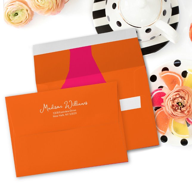 Orange Modern Bold Bright with Return Address Envelope (Personalize the back flap of this bright orange envelope with your return address.
)