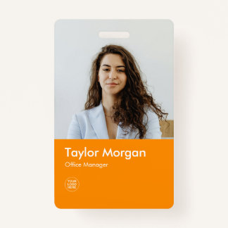 Orange Modern Business ID Card | Employee Badge