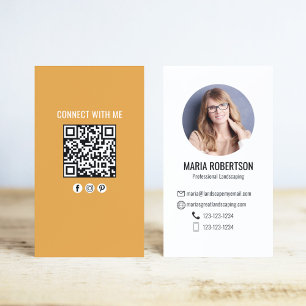 Orange Modern Business Photo QR Code Business Card