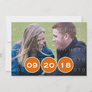 Orange Modern Circles Photo Save the Date Invite