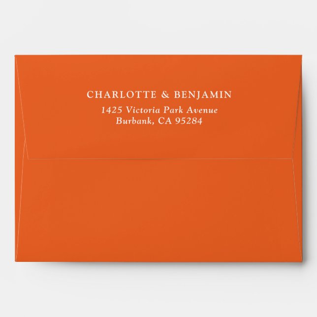Orange Modern Custom Wedding 5.25x7.25 Envelope (Back (Top Flap))