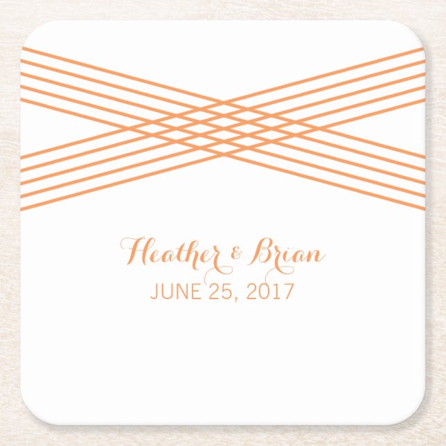 Orange Modern Deco Paper Coasters (Front)