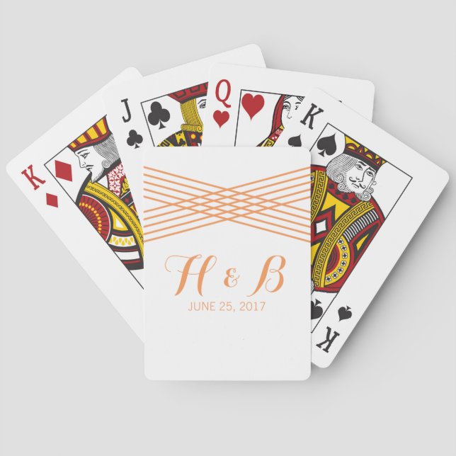 Orange Modern Deco Playing Cards (Back)