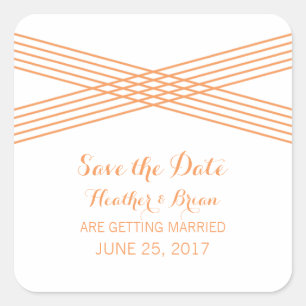 Orange Modern Deco Save the Date Stickers